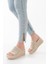 232-460 Bej Triko Günlük Dolgu Topuk Kadın Terlik 3