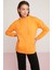 Diane Kadın İçi Polarlı Yumuşacık Comfort Fit Kapüşonlu Turuncu Sweatshirt 1