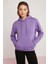 Diane Kadın İçi Polarlı Yumuşacık Comfort Fit Kapüşonlu Mor Sweatshirt 5