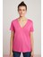 Mabel Kadın Pamuk V Yaka Yarım Kollu Pembe T-Shirt 3