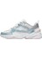 M2K Tekno Leather Unisex Sneaker Hakiki Deri Spor Ayakkabı Beyaz Simli Mavi Yükseklik 4cm 2