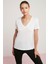 Mabel Kadın Pamuk V Yaka Yarım Kollu Beyaz T-Shirt 1