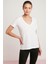 Mabel Kadın Pamuk V Yaka Yarım Kollu Beyaz T-Shirt 2