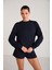 Maısıe Kadın Organik Pamuklu Comfort Fit Bisiklet Yaka Lacivert Sweatshirt 1