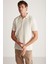 Laporte Erkek Dokulu Kumaşlı Slim Fit Ekru Polo Yaka T-Shirt 3