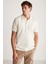 Laporte Erkek Dokulu Kumaşlı Slim Fit Ekru Polo Yaka T-Shirt 4