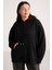 Terezabb Kadın İçi Polarlı Yumuşacık Comfort Fit Kapüşonlu Kanguru Cep Siyah Büyük Beden Sweatshirt 1