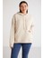 Terezabb Kadın İçi Polarlı Yumuşacık Comfort Fit Kapüşonlu Kanguru Cep Bej Büyük Beden Sweatshirt 1