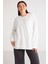 Ethiquet Barborabb İçi Polarlı Yumuşacık Comfort Fit Yuvarlak Yaka Beyaz Büyük Beden Sweatshirt 1