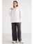 Ethiquet Barborabb İçi Polarlı Yumuşacık Comfort Fit Yuvarlak Yaka Beyaz Büyük Beden Sweatshirt 3