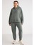 Terezabb Kadın İçi Polarlı Yumuşacık Comfort Fit Kapüşonlu Kanguru Cep Yeşil Büyük Beden Sweatshirt 1