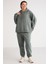 Terezabb Kadın İçi Polarlı Yumuşacık Comfort Fit Kapüşonlu Kanguru Cep Yeşil Büyük Beden Sweatshirt 3