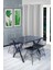 Carla 120x80 Tel Sandalye Takımı 4 Kişilik Mutfak Masası - Yemek Masası - Cafe Masası - Siyah Mermer 1
