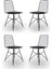 Carla 120x80 Tel Sandalye Takımı 4 Kişilik Mutfak Masası - Yemek Masası - Cafe Masası - Siyah Mermer 6