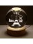 Paris Kristal Cam Küre 8cm LED Işıklı USB Kablolu Ahşap Stantlı Gece Lambası 4