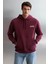 Martel Erkek Regular Fit Yumuşacık Içi Polarlı Kordonlu Kapüşonlu Baskılı Mor Sweatshirt 4
