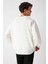 Off Erkek Yazı Nakış Detaylı V Yakalı Içi Polarsız Oversize Beyaz Sweatshirt 5