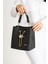 Monogram Baskılı 3 Bölmeli Kadın El & Omuz Çantası ve Cüzdan Kombini 24X23CM MDS20641002 4