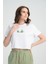 Crop Pine Forest %100 Pamuk Nakışlı T-Shirt Beyaz 3