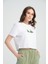 Crop Pine Forest %100 Pamuk Nakışlı T-Shirt Beyaz 6