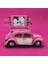 4 Adet Fotoğraf Baskılı Nostaljik Vosvos Pembe Araba Fotoğraf Çerçeveli ve Kumbaralı 4