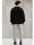 Carsten Erkek Yumuşacık Kumaşlı Oversize Fit Yuvarlak Yakalı Kolej Baskılı Siyah Sweatshirt 5