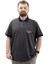 Büyük Beden Erkek Tişört Polo Yaka Nakışlı Los Angeles U24331 Antrasit 1