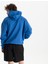 Erkek Mavi %100 Organik Pamuk Kanguru Cepli Kapüşonlu Oversize Sweatshirt 4