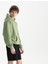 Erkek Yeşil %100 Organik Pamuk Kanguru Cepli Kapüşonlu Oversize Sweatshirt 3