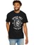 Erkek Motorcu Kurukafa Baskılı Siyah Oversize T-Shirt 3