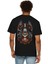 Erkek Motorcu Kurukafa Baskılı Siyah Oversize T-Shirt 1