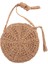 Rattan Tığ Hasır Dokuma Sepet Çanta Yuvarlak Daire Crossbody Shopper Plaj Çantası (Açık Kahverengi) (Yurt Dışından) 2