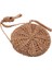Rattan Tığ Hasır Dokuma Sepet Çanta Yuvarlak Daire Crossbody Shopper Plaj Çantası (Açık Kahverengi) (Yurt Dışından) 4