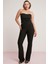 Larissa Kadın Fittilli Interlok Vücudu Tamamen Saran Esnek Flare Siyah Büyük Beden Pantolon 5