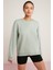 Brenda Kadın İçi Polarlı Yumuşacık Yuvarlak Yaka Kaşkorse Detaylı Oversize Mint Yeşil Sweatshirt 1