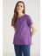 Tatum Kadın 100% Pamuk Süprem Yuvarlak Yaka Comfort Fit Mor T-Shirt 2