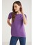 Tatum Kadın 100% Pamuk Süprem Yuvarlak Yaka Comfort Fit Mor T-Shirt 3