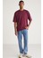 Joel Erkek %100 Organik Pamuklu Kalın Kumaşlı Özel Dokulu Etiket Detaylı Oversize Mürdüm T-shirt 3