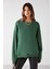 Susana Kadın Bisiklet Yaka Içi Polarlı Oversize Fit Basic Yeşil Sweatshirt 3