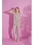 Kadın Ayıcık Desenli Düğmeli Pamuklu Gömlek Yaka Kısa Kollu Pijama Takımı 2