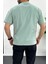 Erkek Oversize %100 Pamuk Nefes Alan Basic T-shirt Yeşil Edw038 3
