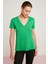 Mabel Kadın 100% Pamuk V Yaka Yarım Kollu Yeşil T-Shirt 2