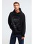 Olympos Erkek Oversize Fit Baskılı Kapüşonlu Kordonlu Siyah Sweatshirt 4