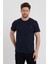 Erkek Lacivert Slim Fit Bisiklet Yaka %100 Pamuk Kısa Kollu Tişört - Lacivert 1