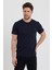 Erkek Lacivert Slim Fit Bisiklet Yaka %100 Pamuk Kısa Kollu Tişört - Lacivert 3