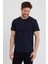 Erkek Lacivert Slim Fit Bisiklet Yaka %100 Pamuk Kısa Kollu Tişört - Lacivert 4