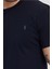 Erkek Lacivert Slim Fit Bisiklet Yaka %100 Pamuk Kısa Kollu Tişört - Lacivert 5