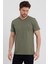 Erkek Haki Slim Fit Bisiklet Yaka %100 Pamuk Kısa Kollu Pamuklu Tişört - Haki 3