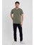 Erkek Haki Slim Fit Bisiklet Yaka %100 Pamuk Kısa Kollu Pamuklu Tişört - Haki 4