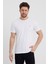 Beyaz Slim Fit Bisiklet Yaka %100 Pamuk Kısa Kollu Tişört - Beyaz 2